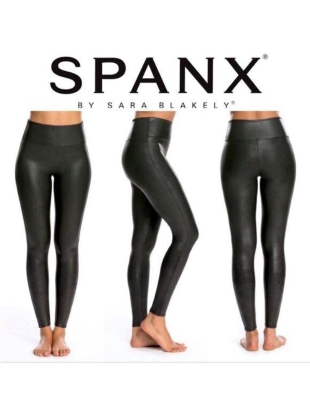 SPANX Faux Leather high waisted Black Leggings Small